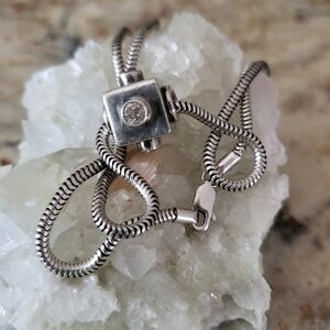 Sterling silver snake chain with cubic zirconia pendant